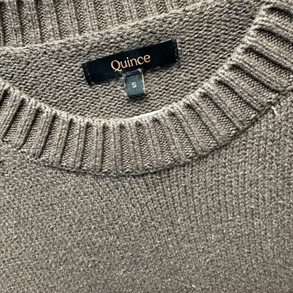 Quince Taupe Cropped Crewneck Sweater - Picture 2 of 4